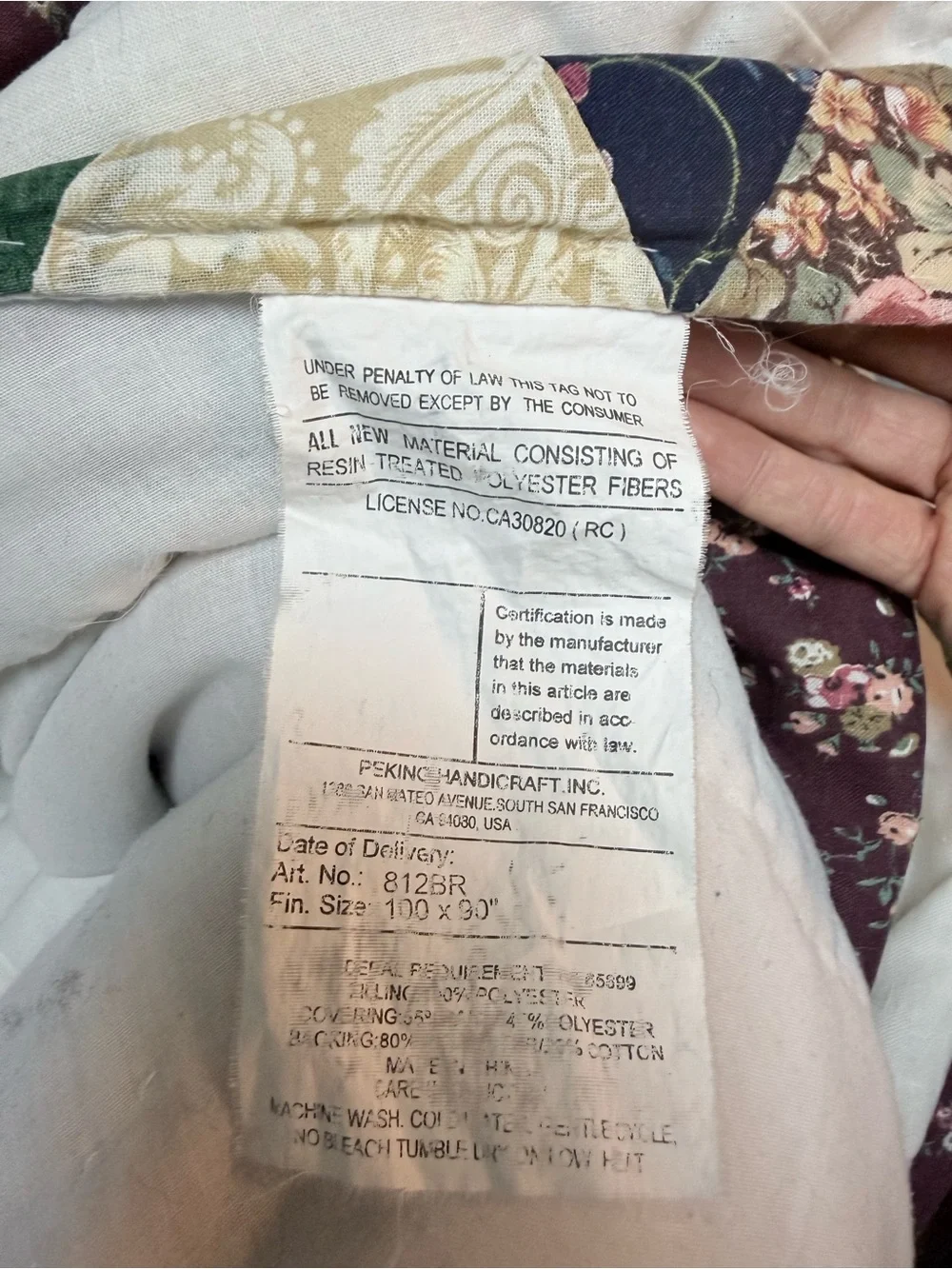 Vintage 100x90” Stitched Patchwork Star Quilt White, Burgundy, Green, Navy